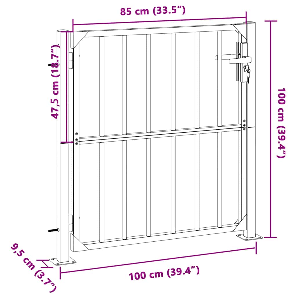 Garden Gate 85x95 cm Stainless Steel