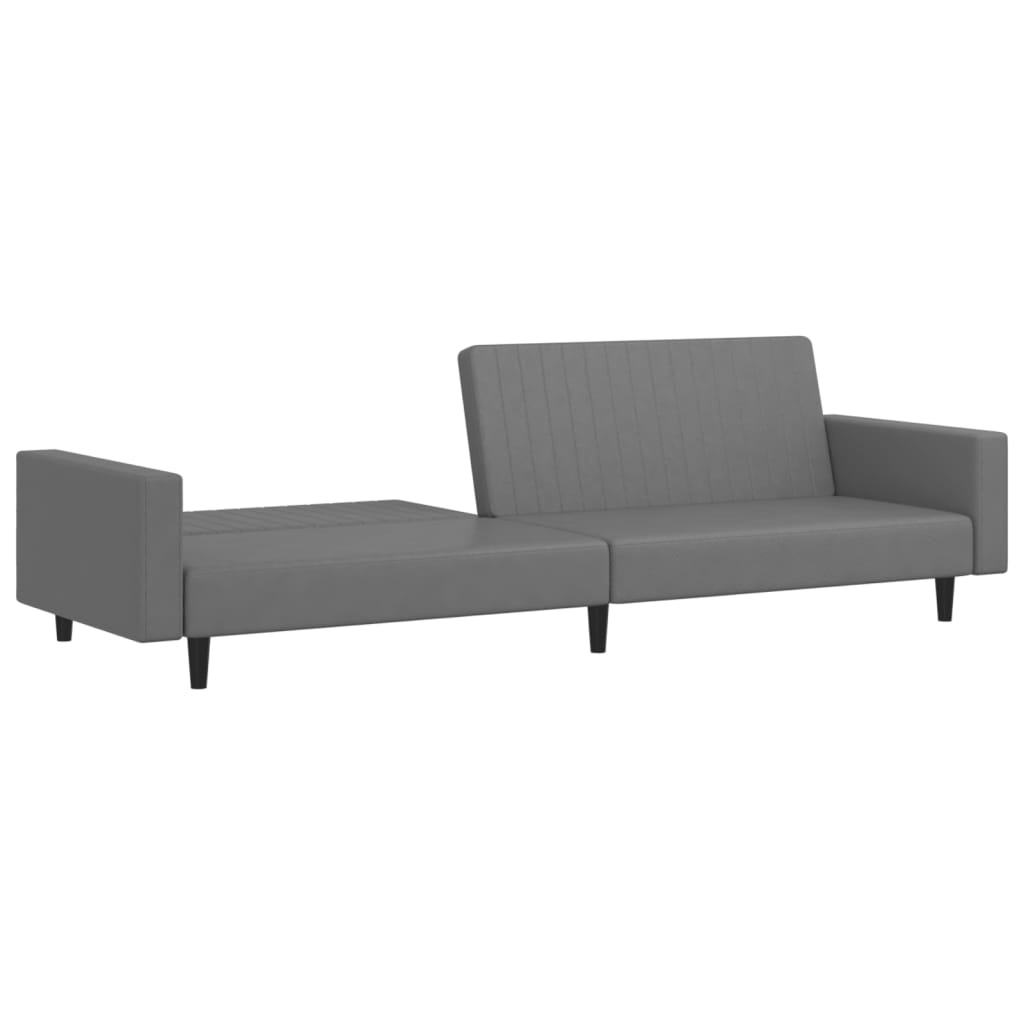 2-Seater Sofa Bed Grey Faux Leather