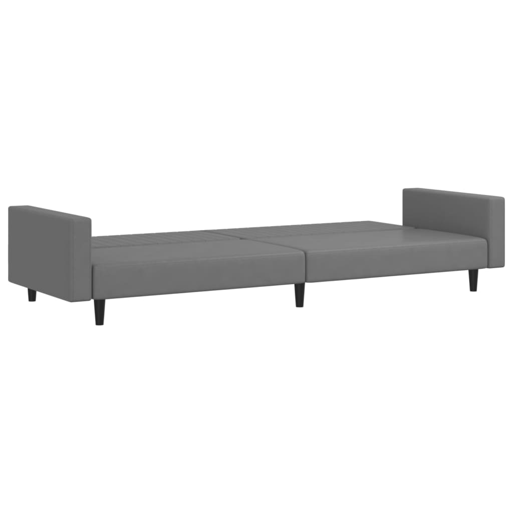 2-Seater Sofa Bed Grey Faux Leather