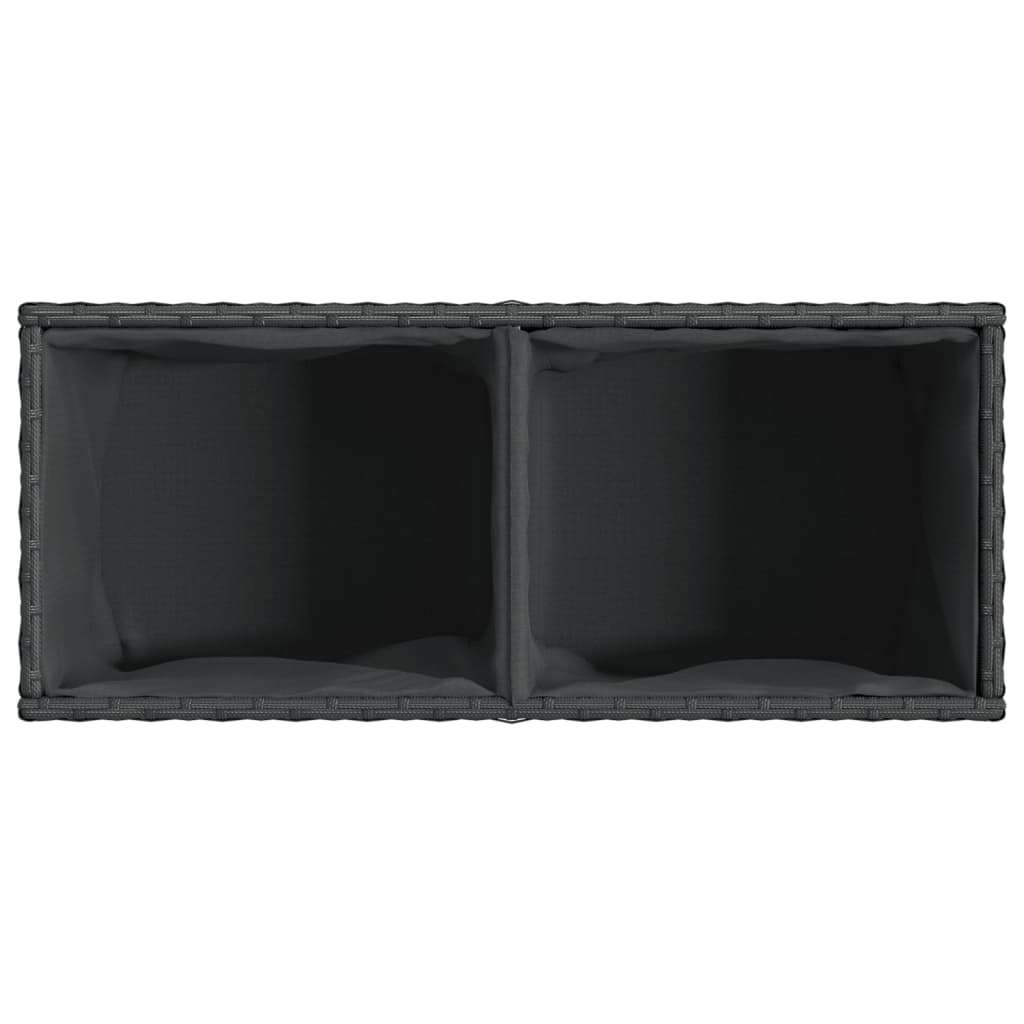 Garden Planter with 2 Pots Black 72x30x32 cm Poly Rattan