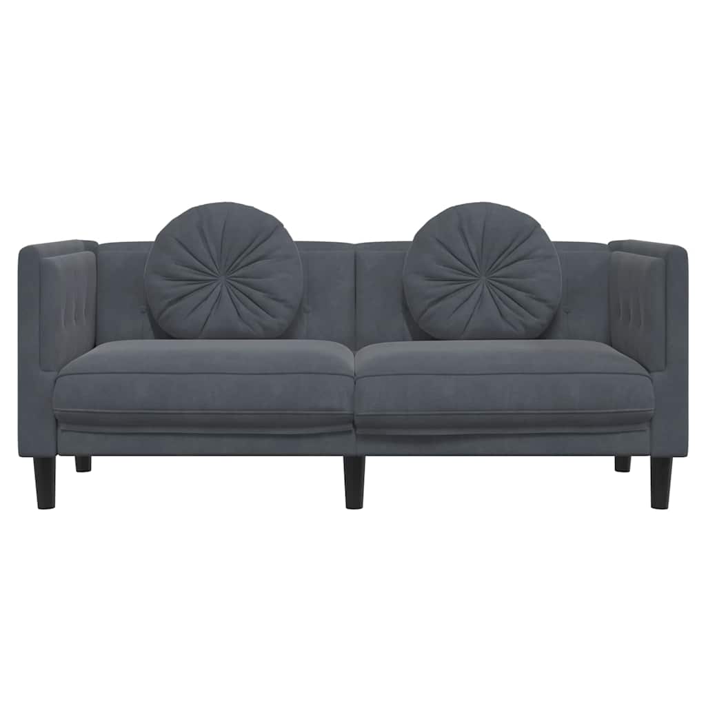 Sofa with Cushions 2-Seater Dark Grey Velvet