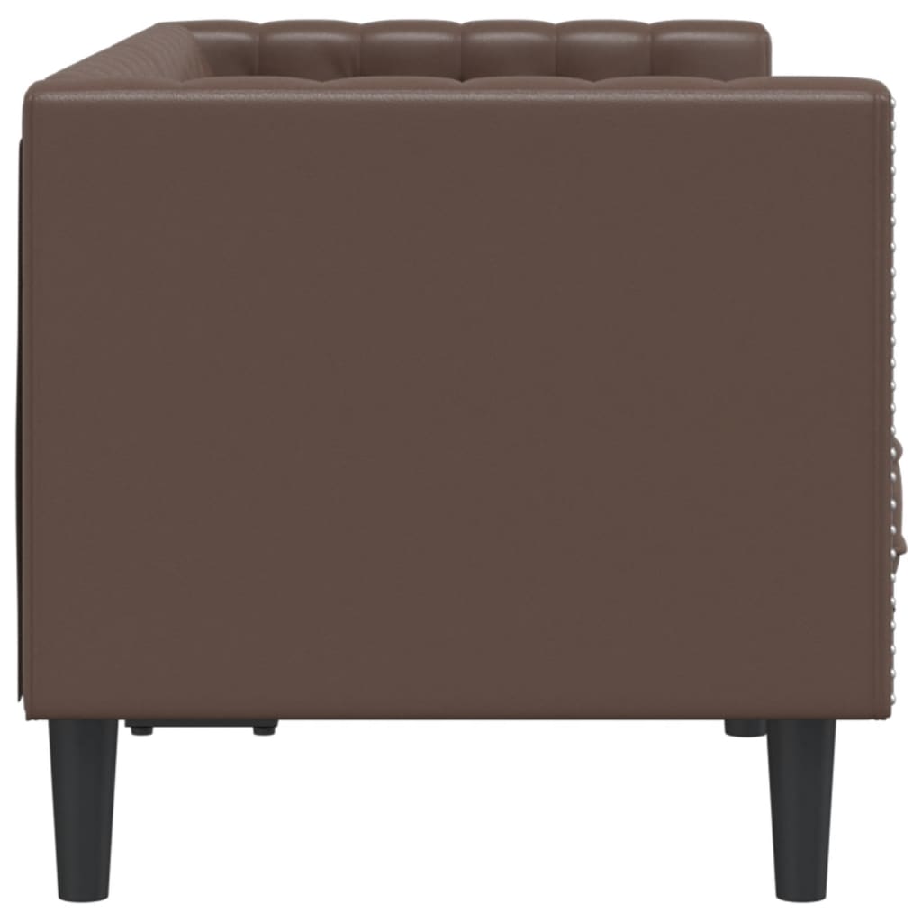 Chesterfield Sofa 2-Seater Brown Faux Leather