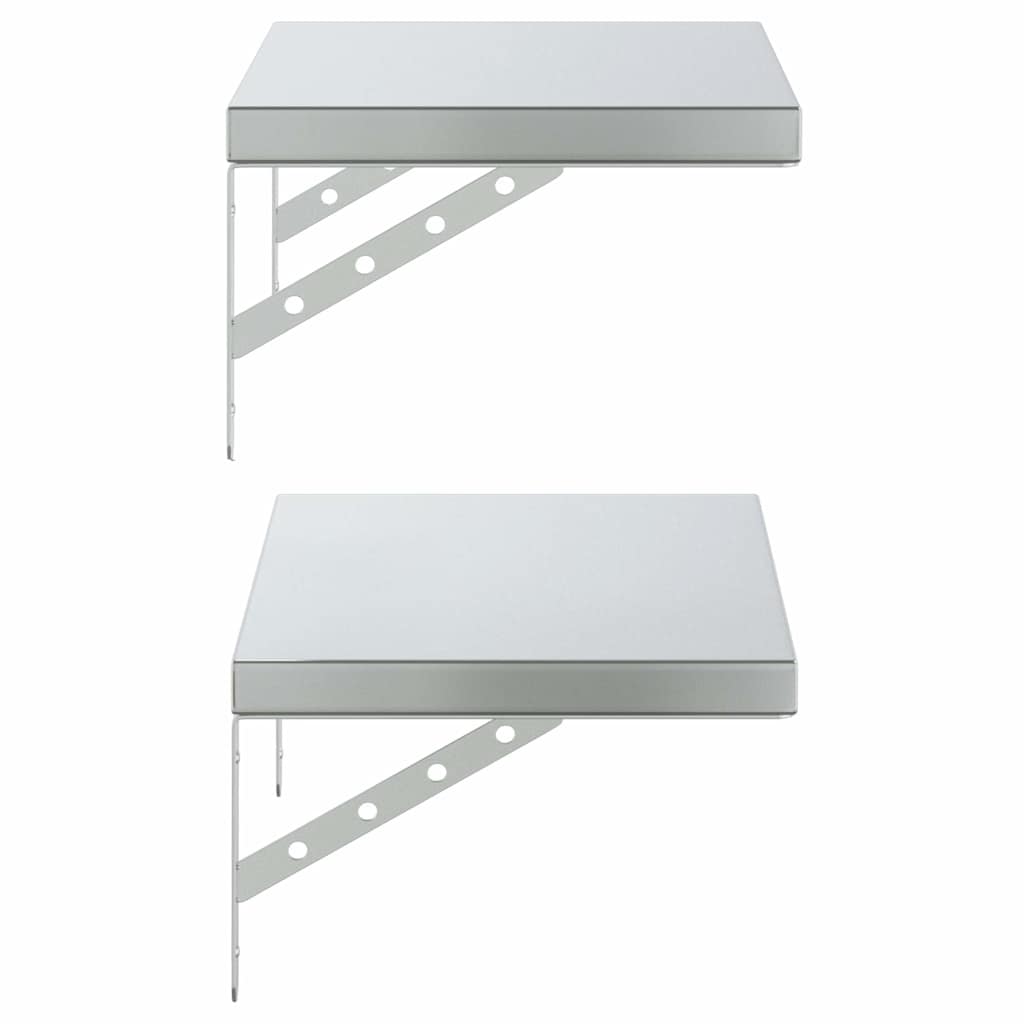 Wall Shelves 2 pcs 50x30 cm Silver Stainless Steel