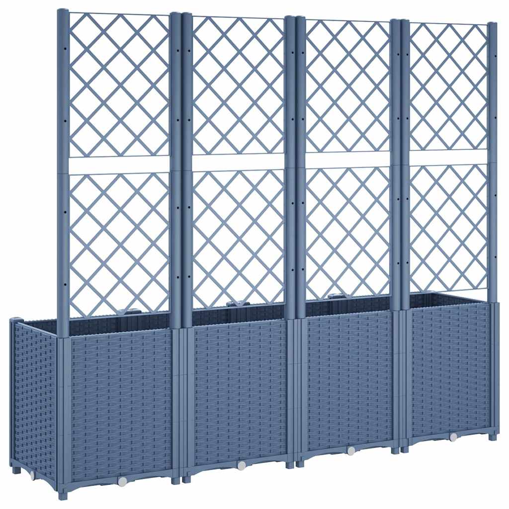 Garden Planter with Trellis Blue Grey 160x40x140 cm PP