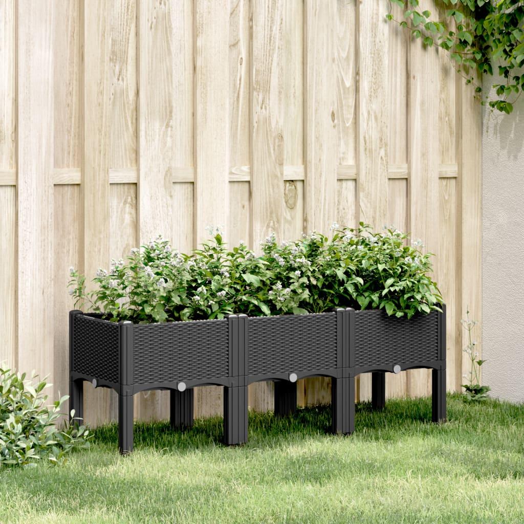Garden Planter with Legs Black 120x40x42 cm PP