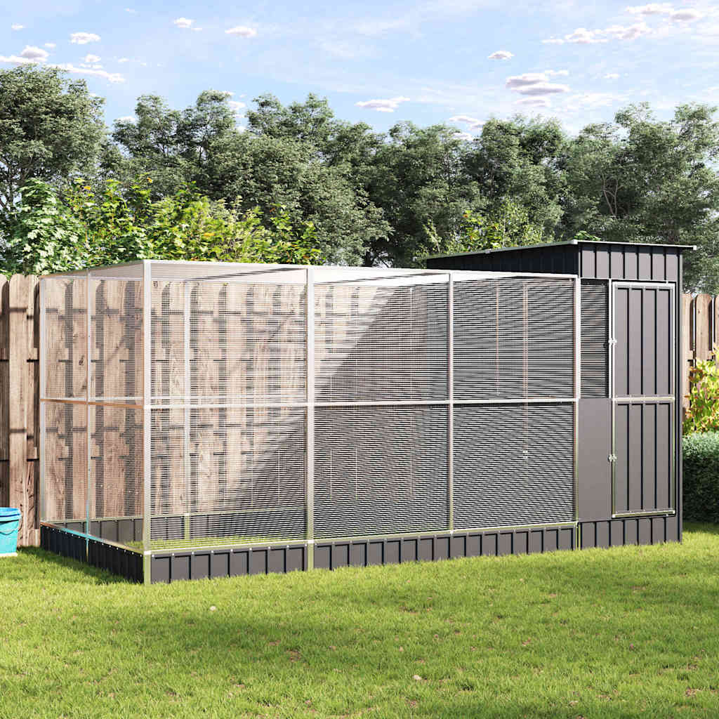 Aviary with Extension Silver 416x203x216 cm Steel