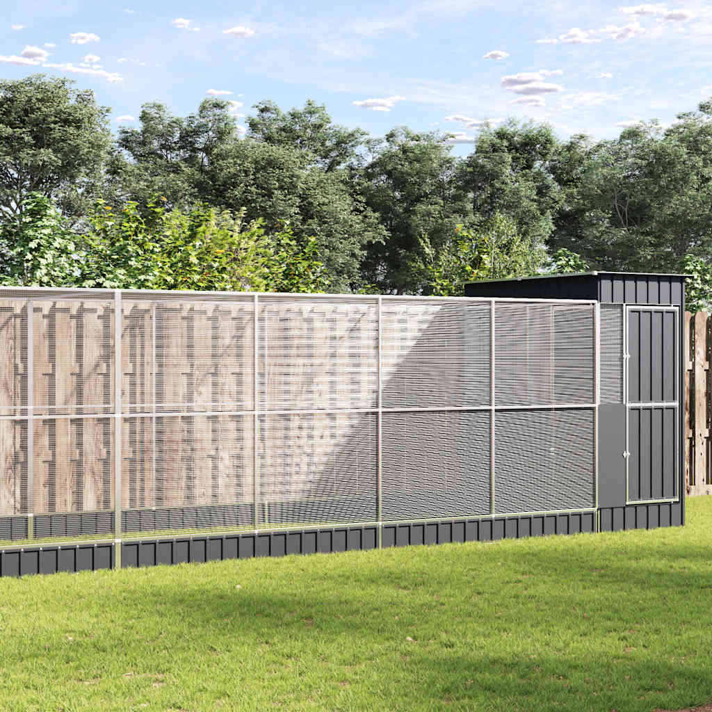 Aviary with Extension Silver 1244x203x216 cm Steel