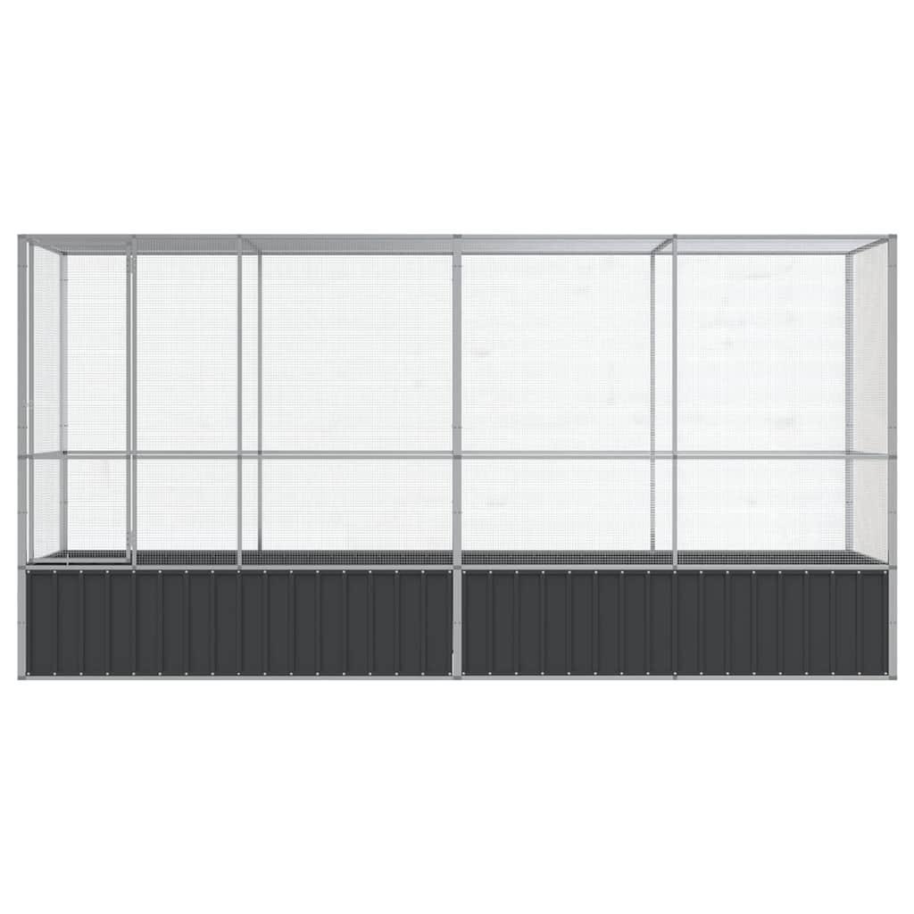 Aviary with Extension Silver 418.5x107x212 cm Steel