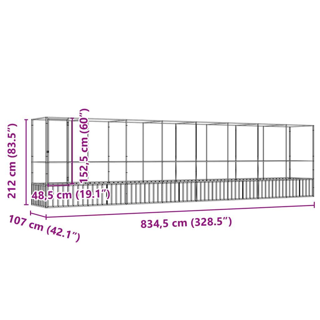 Aviary with Extension Silver 834.5x107x212 cm Steel