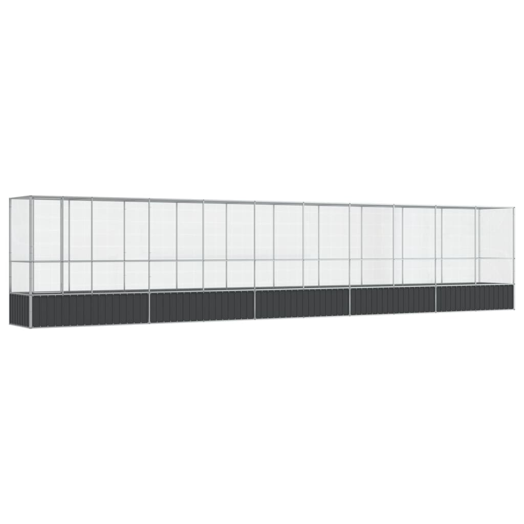 Aviary with Extension Silver 1042.5x107x212 cm Steel