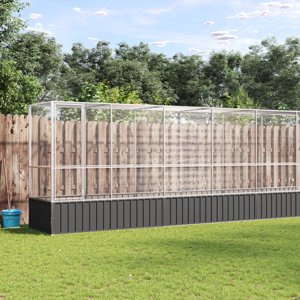 Aviary with Extension Silver 1042.5x107x212 cm Steel