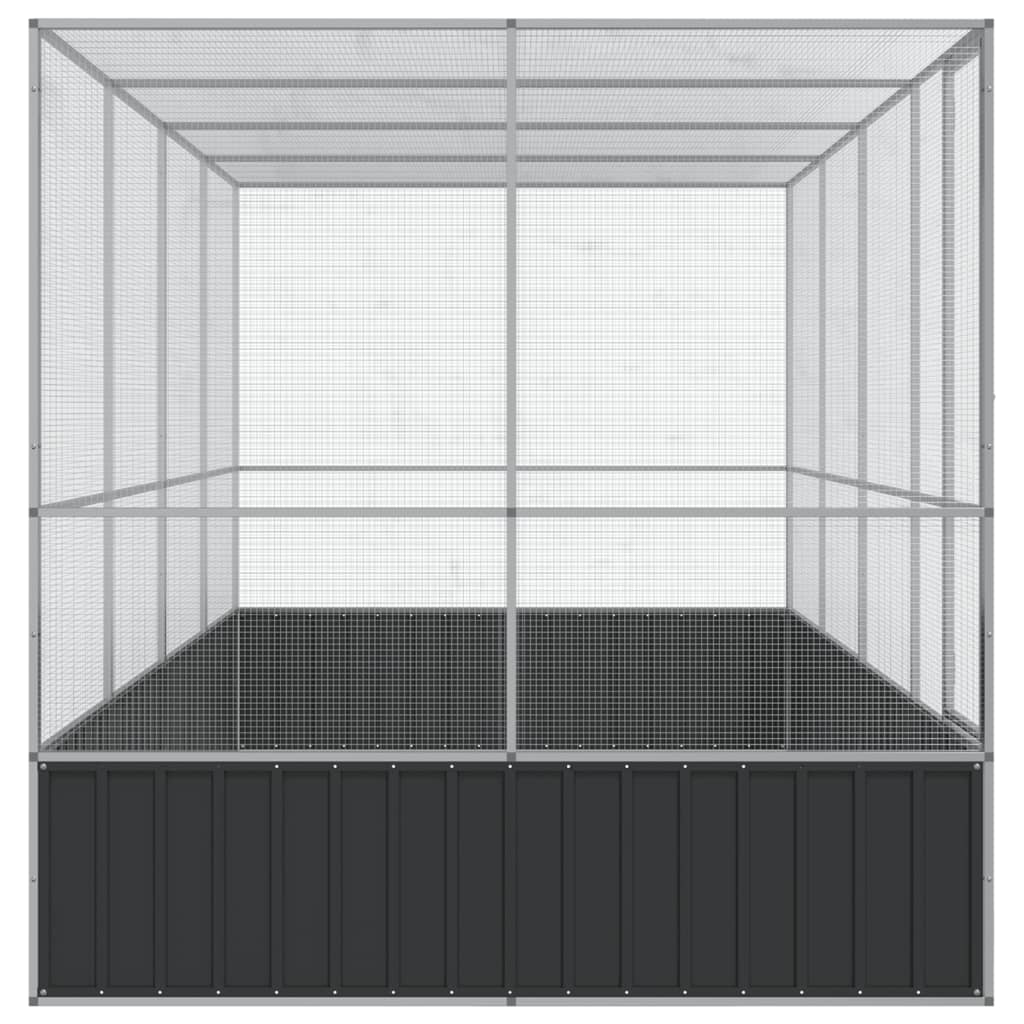 Aviary with Extension Silver 418x207x212 cm Steel