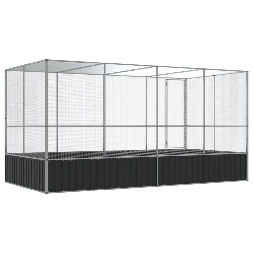 Aviary with Extension Silver 418x207x212 cm Steel