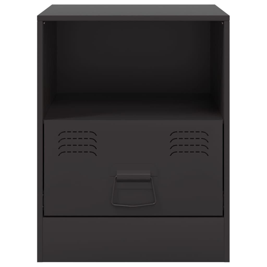 Bedside Cabinets 2pcs Black 34.5x39x44 cm Steel