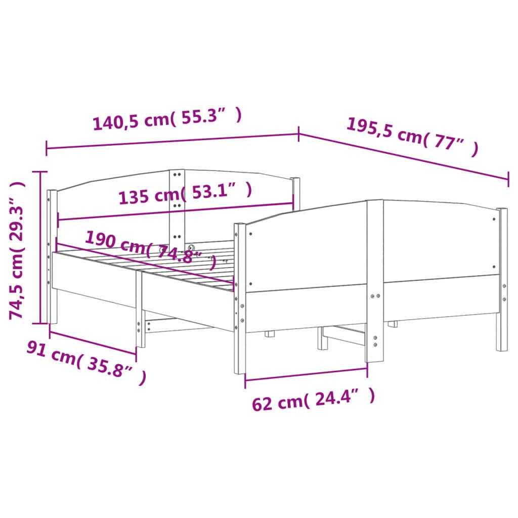 Bed Frame without Mattress 135x190 cm Solid Wood Pine