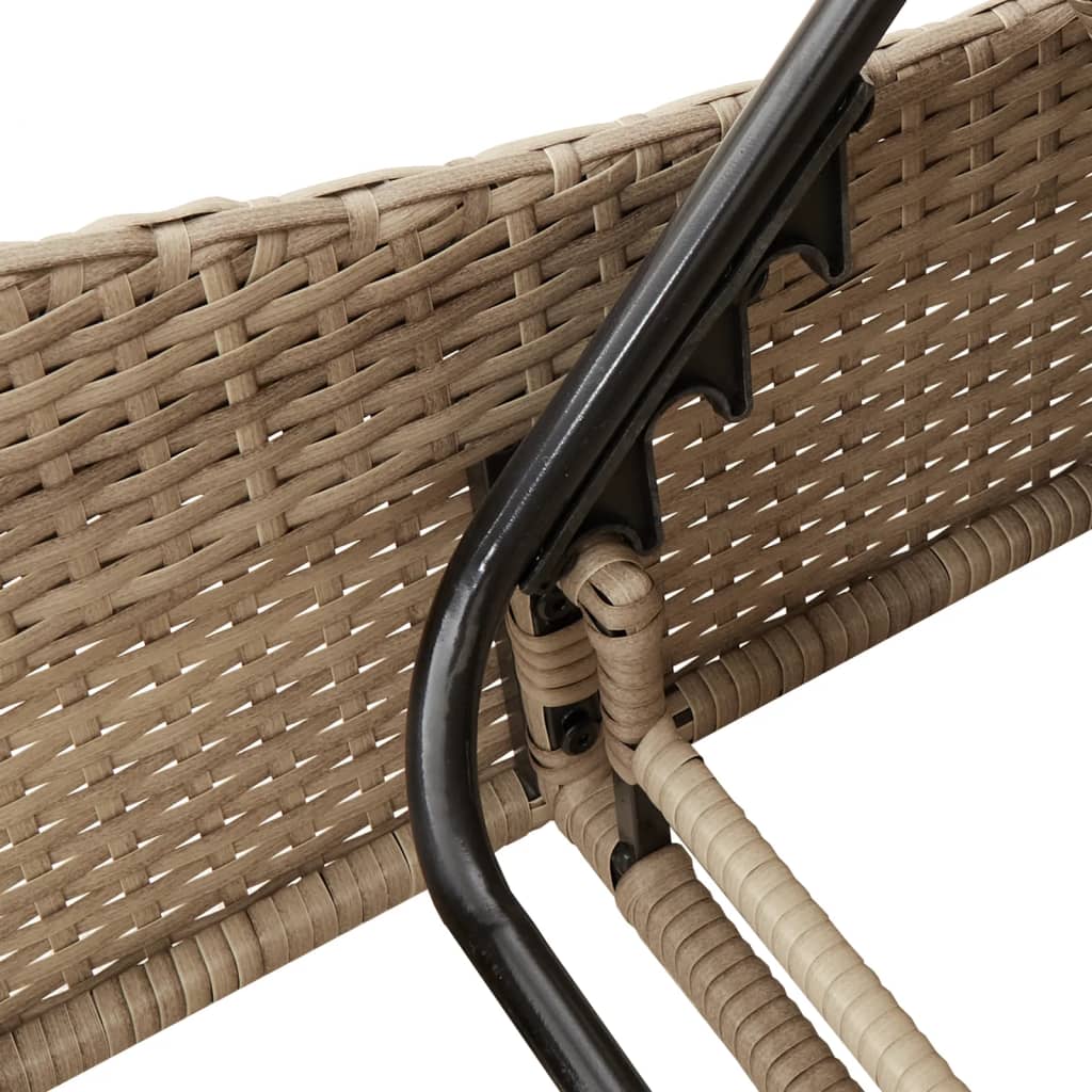 Sun Lounger with Cushion Beige 60x205x73 cm Poly Rattan