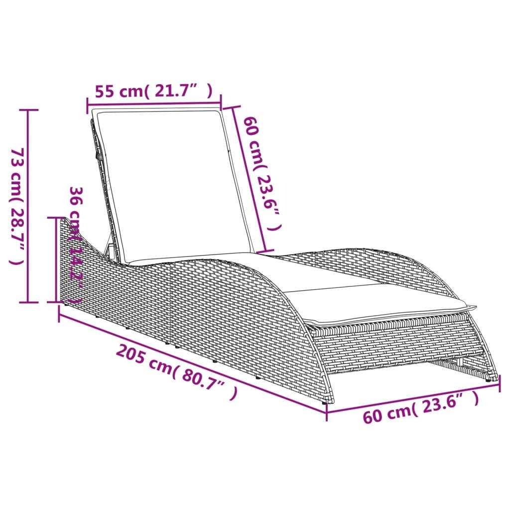 Sun Lounger with Cushion Beige 60x205x73 cm Poly Rattan