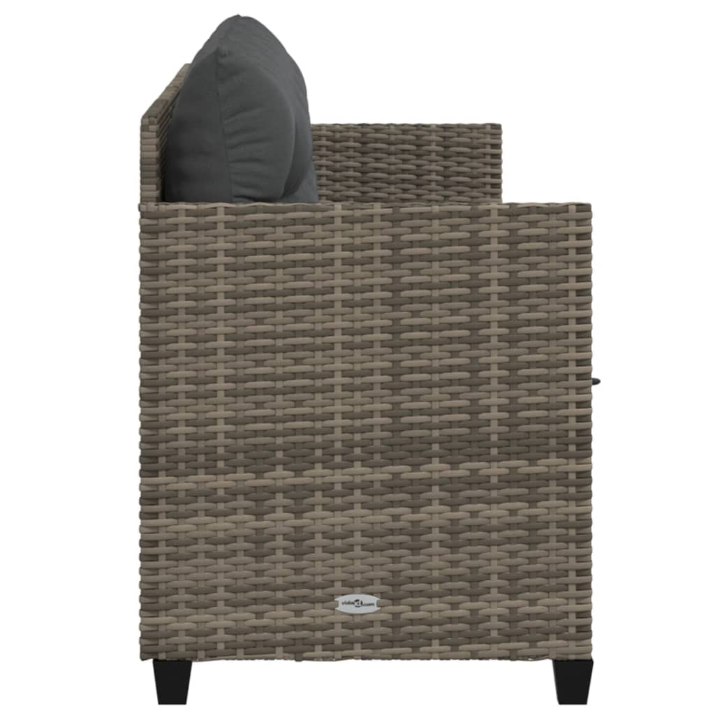 Sun Lounger with Cushions Grey Poly Rattan