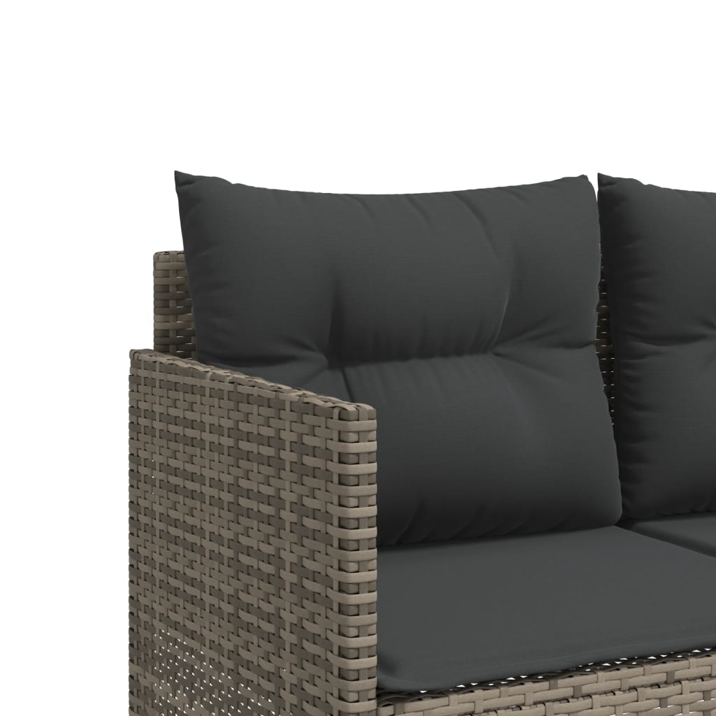 Sun Lounger with Cushions Grey Poly Rattan