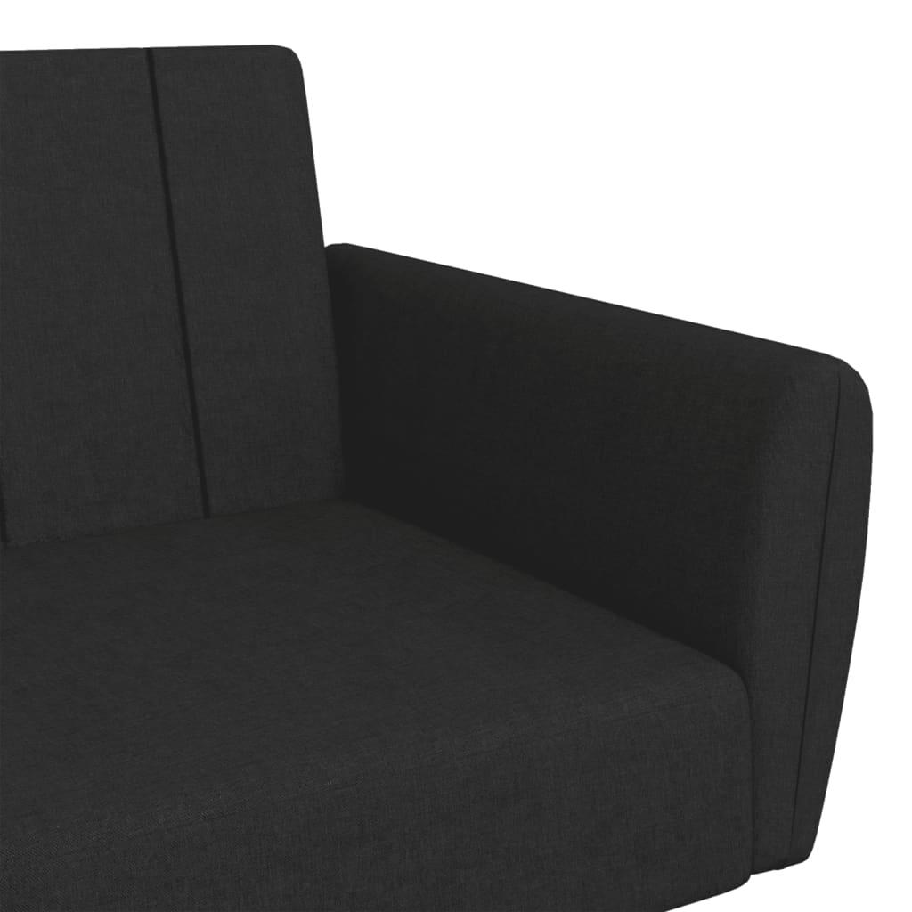 2-Seater Sofa Bed with Footstool Black Fabric
