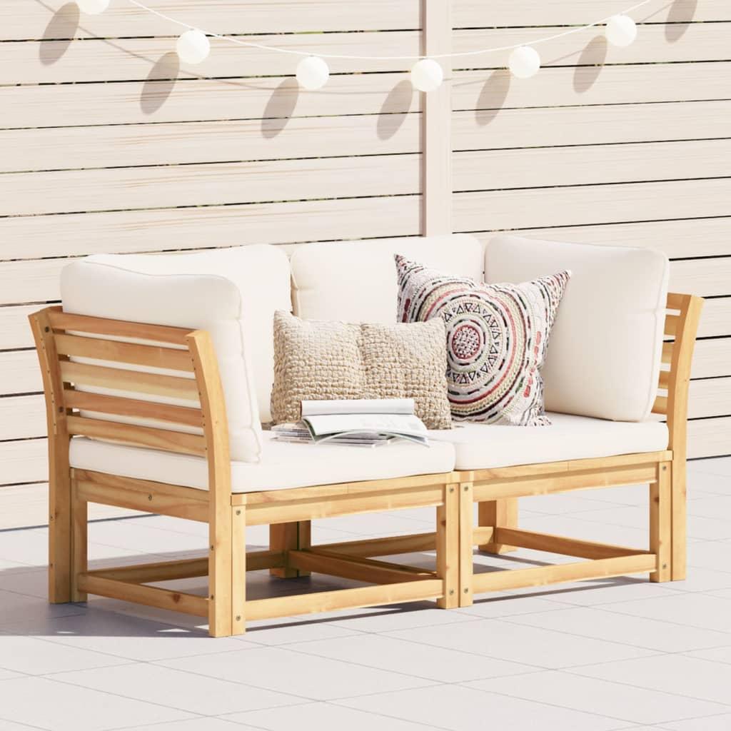 Garden Sofa with Cushions 2-Seater Solid Wood Acacia