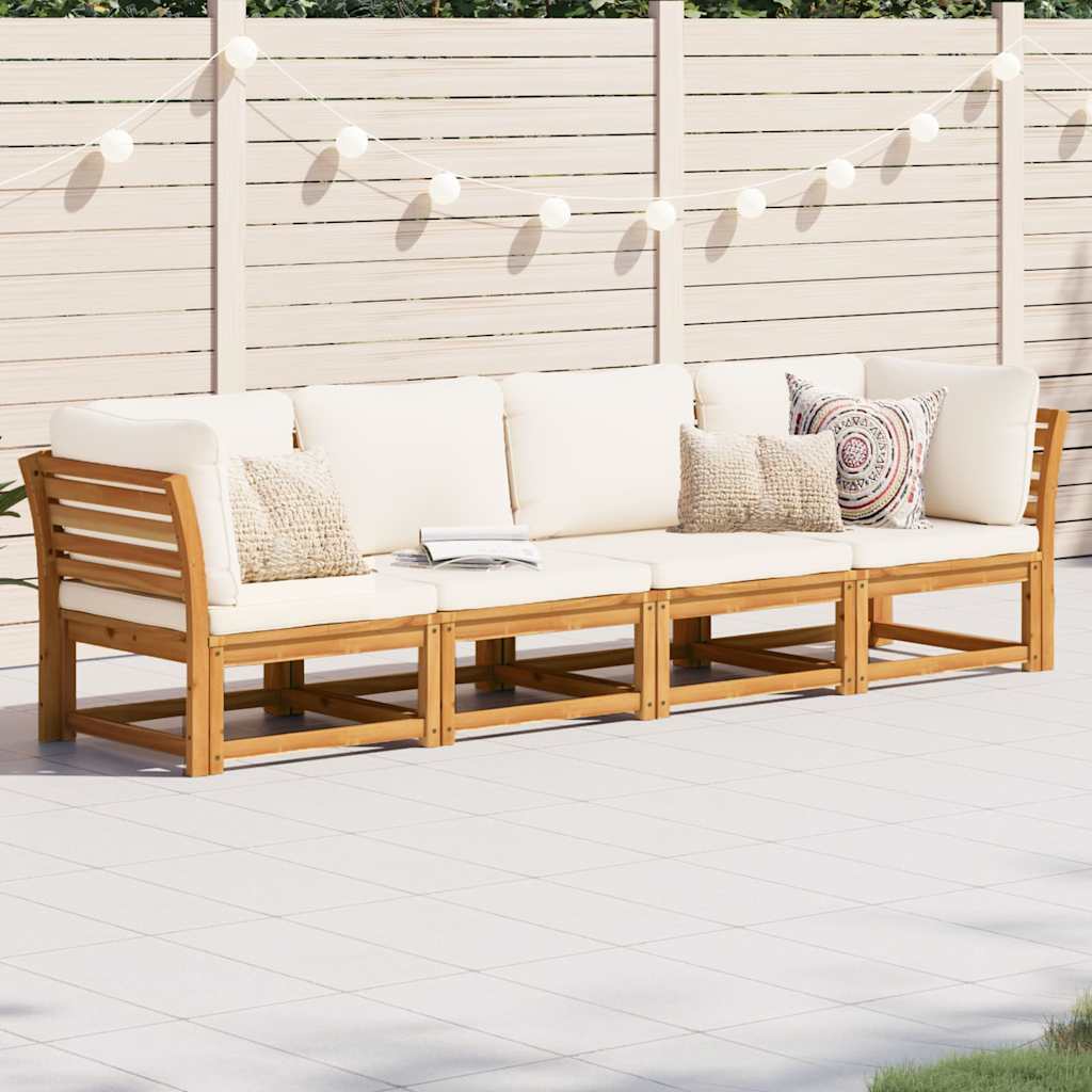 4 Piece Garden Lounge Set with Cushions Solid Wood Acacia