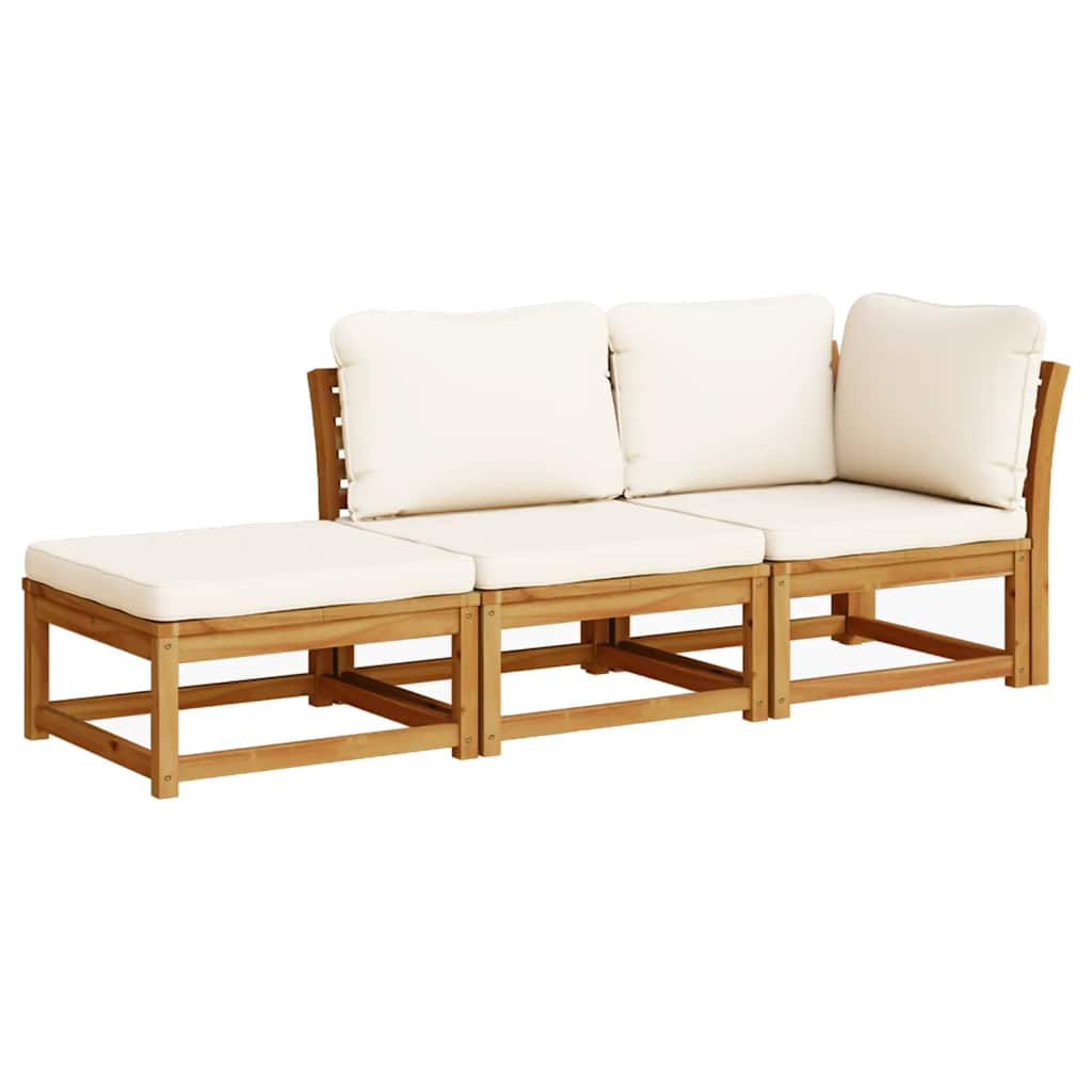 3 Piece Garden Lounge Set with Cushions Solid Wood Acacia