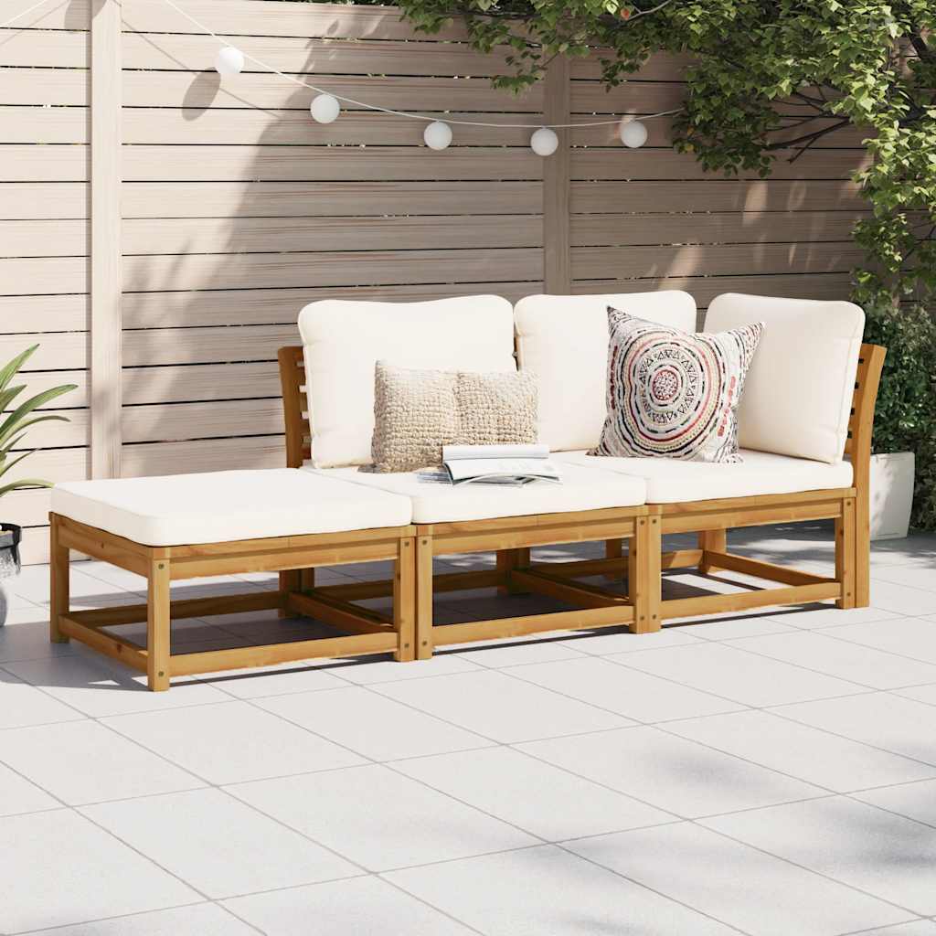 3 Piece Garden Lounge Set with Cushions Solid Wood Acacia