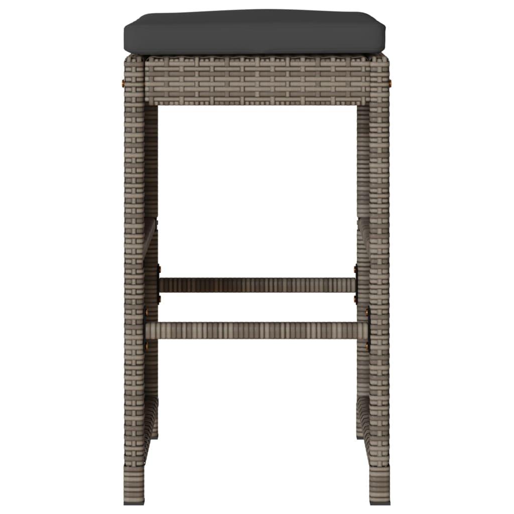 Garden Bar Stools with Cushions 6 pcs Grey Poly Rattan