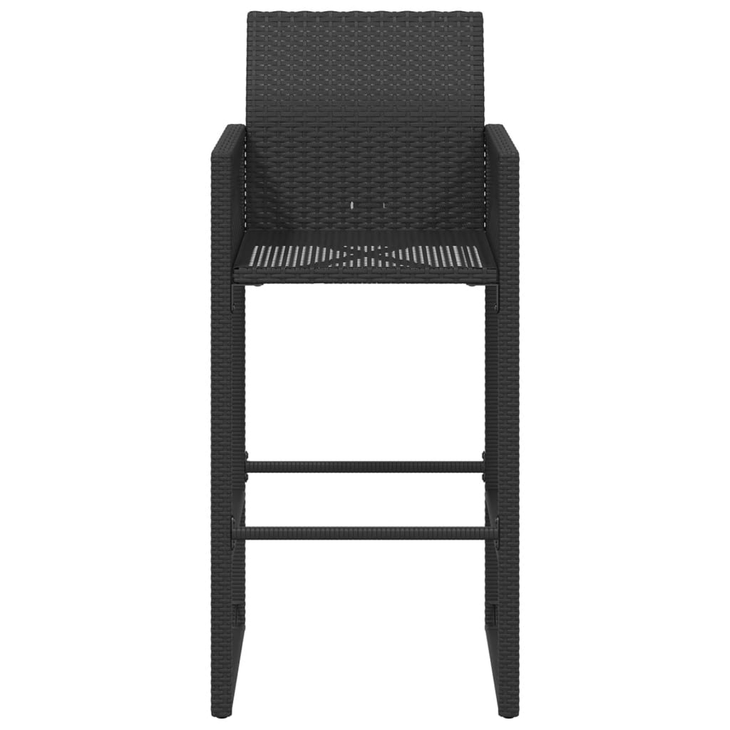 Garden Bar Stools 2 pcs Black Poly Rattan