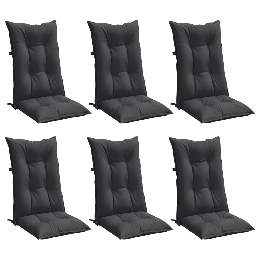 Highback Chair Cushions 6 pcs Melange Anthracite 120x50x7 cm