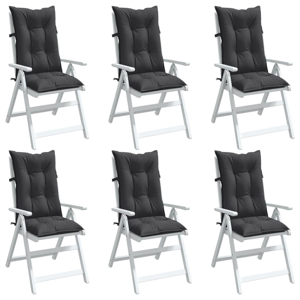 Highback Chair Cushions 6 pcs Melange Anthracite 120x50x7 cm