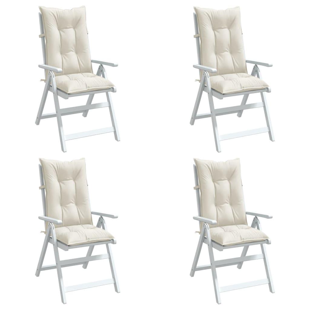 Highback Chair Cushions 4 pcs Melange Cream 120x50x7 cm Fabric