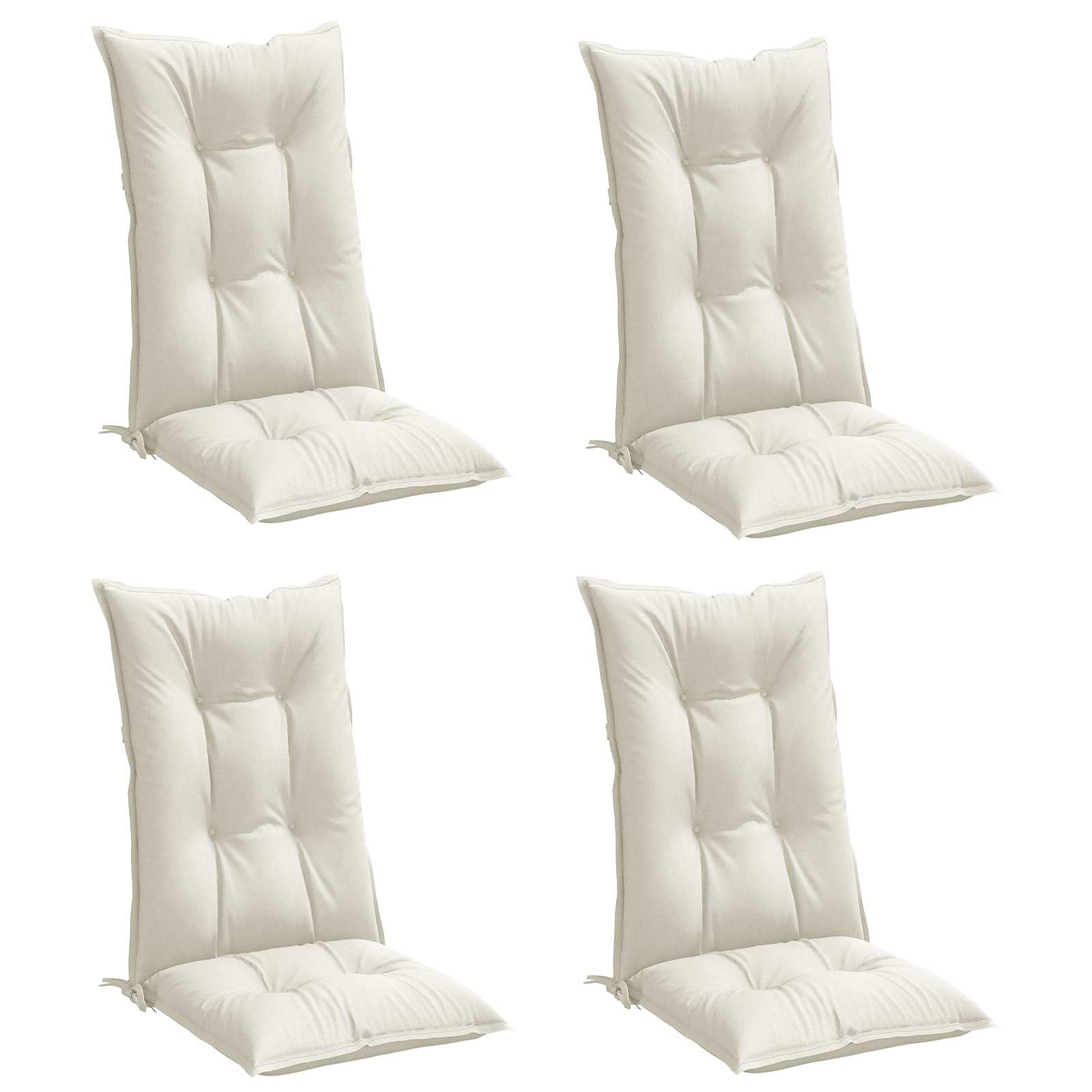 Highback Chair Cushions 4 pcs Melange Cream 120x50x7 cm Fabric