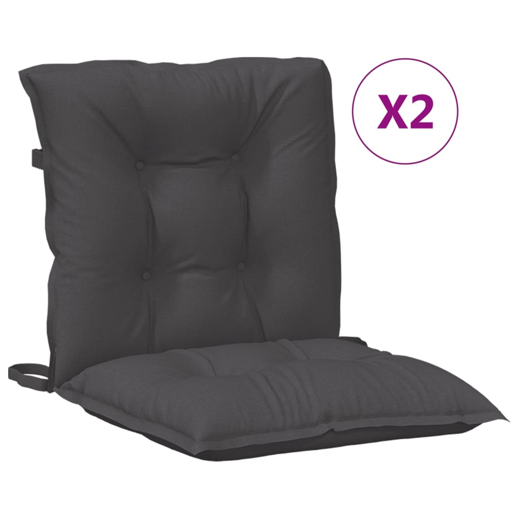 Lowback Chair Cushions 2 pcs Melange Anthracite 100x50x7 cm Fabric