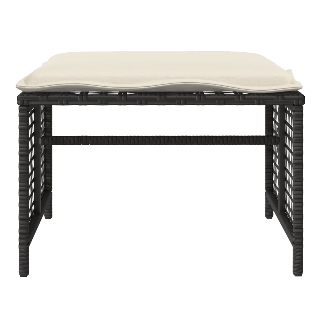 4 Piece Garden Sofa Set with Cushions Black Poly Rattan Glass