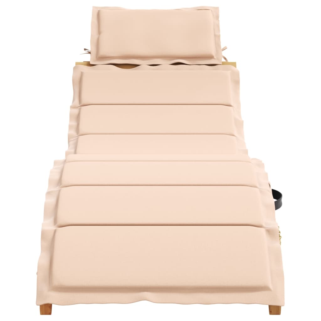 Sun lounger Solid Acacia Wood Beige