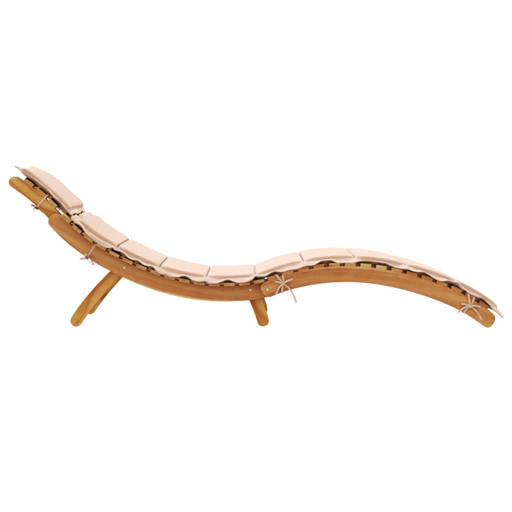 Sun lounger Solid Acacia Wood Beige