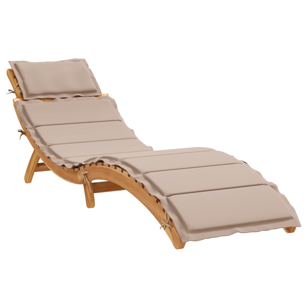 Sun lounger Solid Acacia Wood Taupe