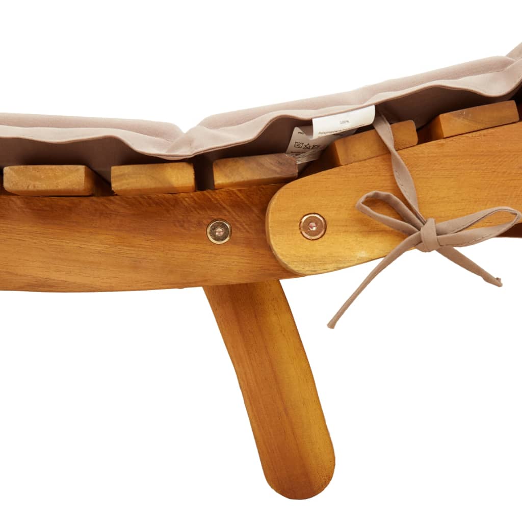Sun lounger Solid Acacia Wood Taupe