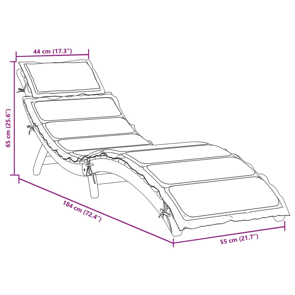 Sun lounger Solid Acacia Wood Taupe