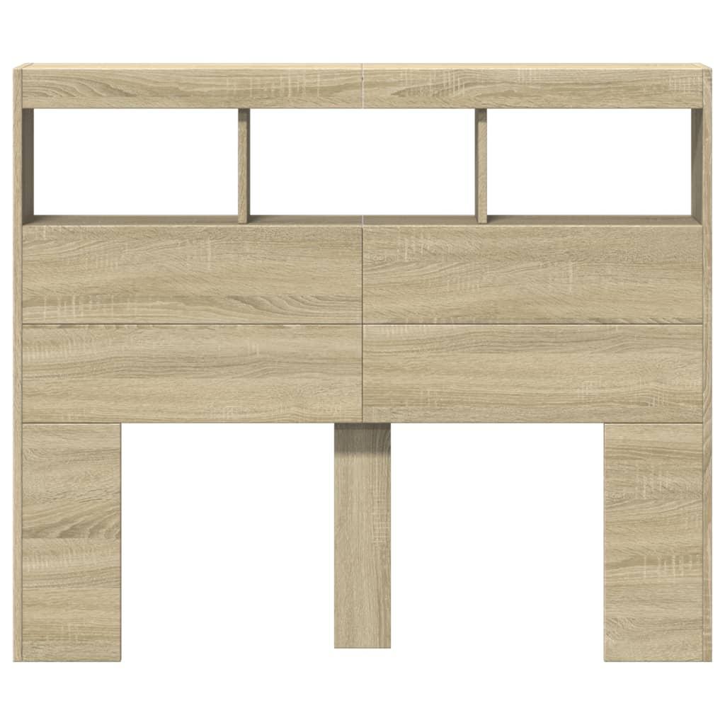 Headboard Cabinet with LED Sonoma Oak 120 cm