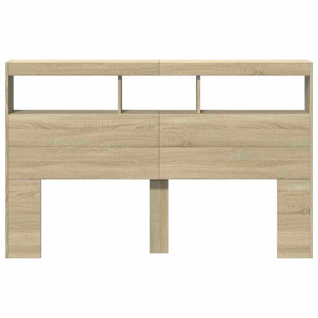 Headboard Cabinet with LED Sonoma Oak 160 cm