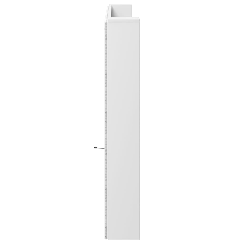 Headboard Cabinet with LED White 220 cm