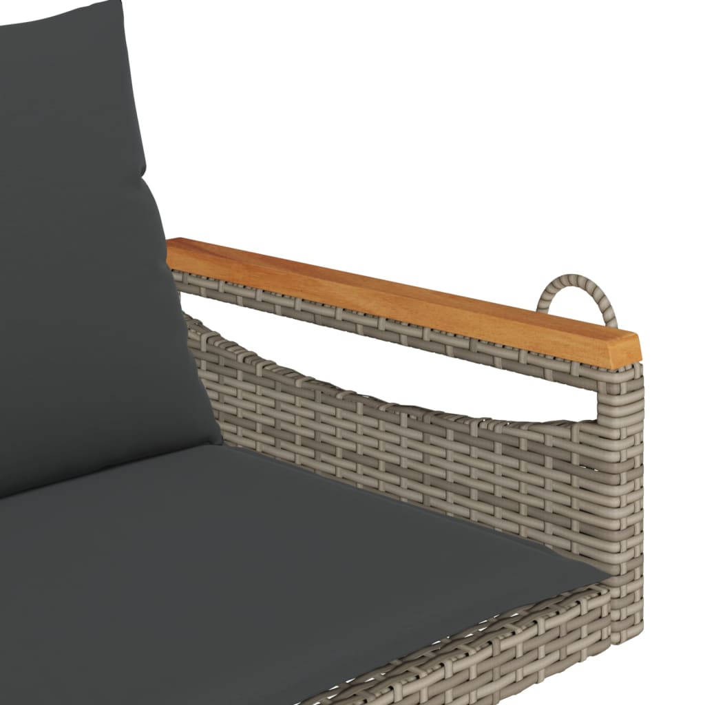Swing Bench with Cushions Grey 109x62x40 cm Poly Rattan
