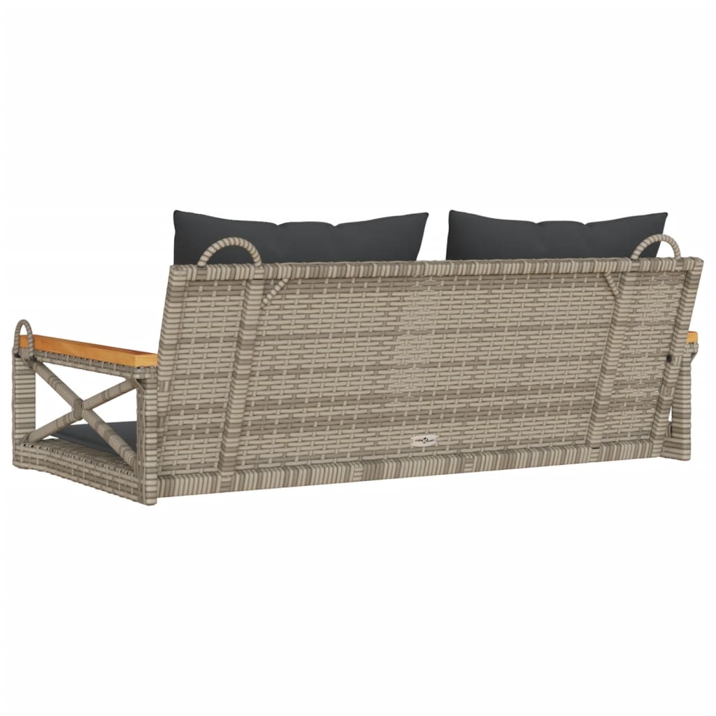 Swing Bench with Cushions Grey 109x62x40 cm Poly Rattan