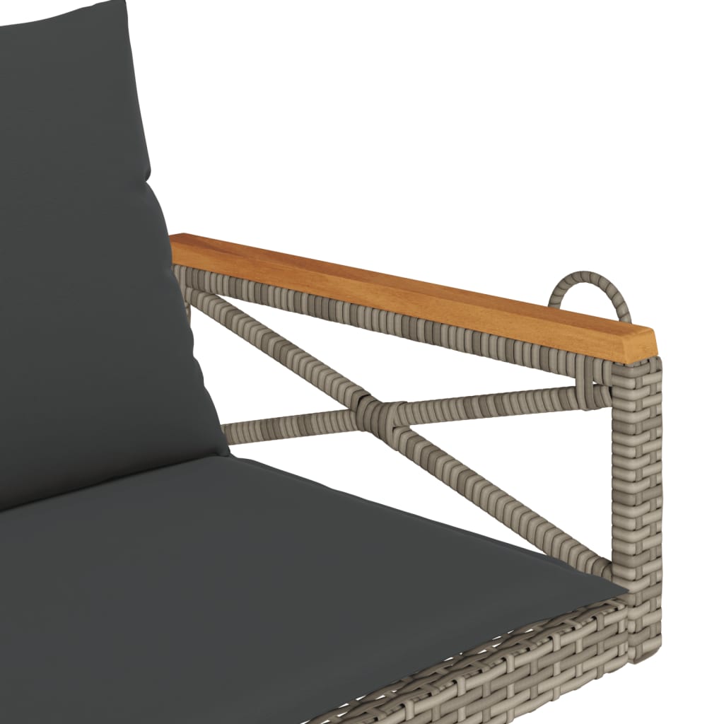 Swing Bench with Cushions Grey 109x62x40 cm Poly Rattan