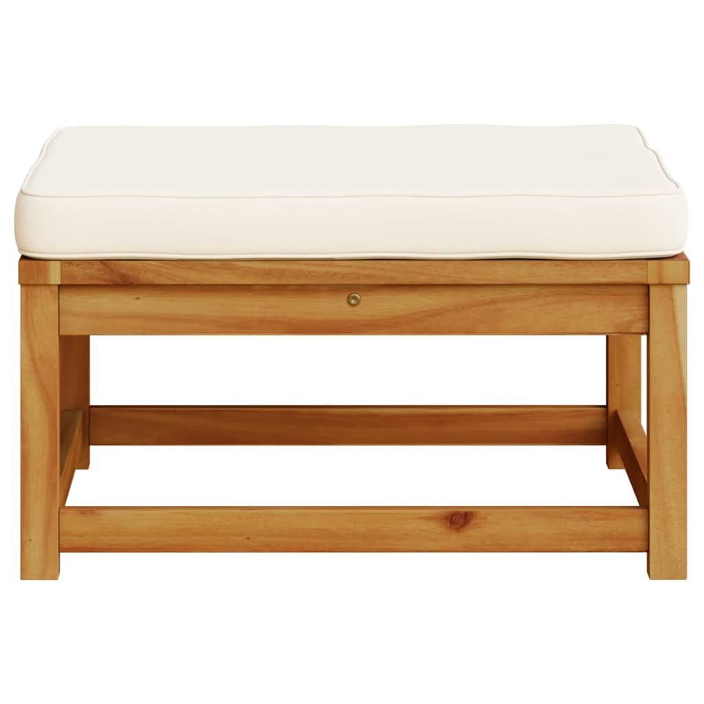 Garden Footstool with Cushions Solid Wood Acacia