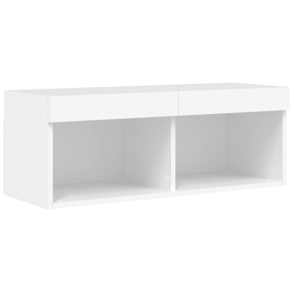 4 Piece TV Wall Units with LED White Engineered Wood