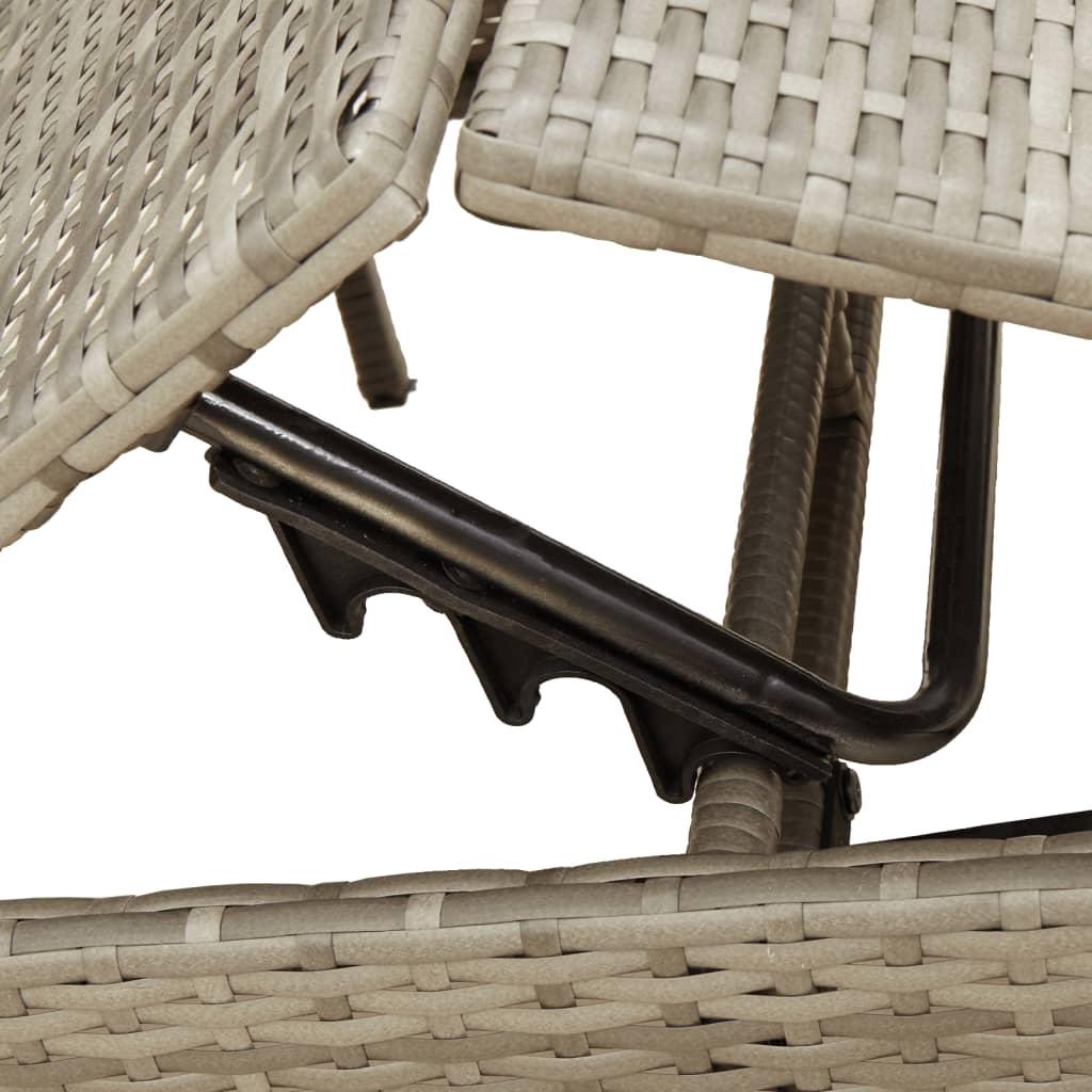 Sun Loungers 2 pcs with Table Grey Poly Rattan